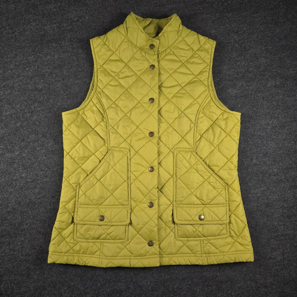 C.C. Filson Women's Green Quilted Nylon Snap Front Vest Lightweight Size M